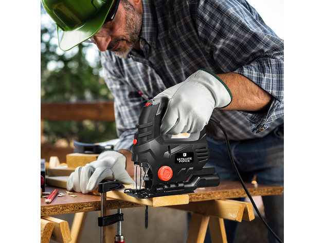 Ultimate Force 800W Electric Orbital Laser Jigsaw 5 Variable Speeds Woodwork Cutting w/6 Blades