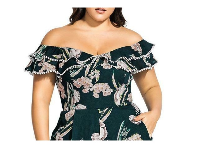 City Chic Women's Plus Size Mystery Floral Jumpsuit Navy Size Large