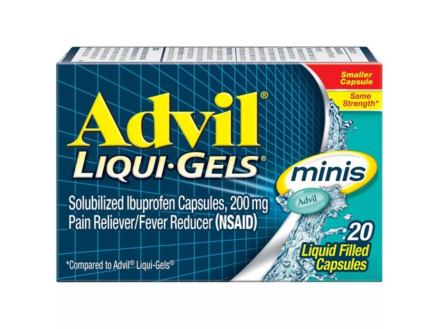 Advil Liquid Gels Minis, Pain Reliever And Fever Reducer Liquid Filled Ibuprofen Capsules, 200 mg, 20 Count