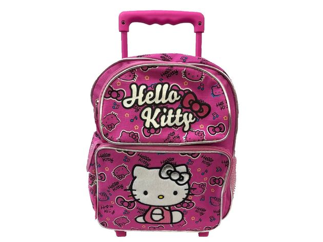 Backpack - Hello Kitty - Small Rolling - 12 inch - Faces and Bows