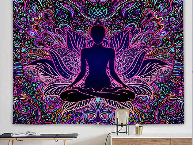 Art Retro Wall Tapestry “Colorful Yogi” (230x180cm)