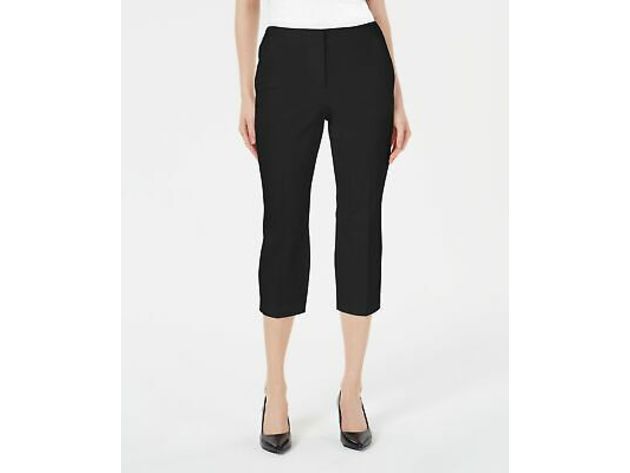 Alfani Women's Invisible-Zip Capri Pants Black Size 4