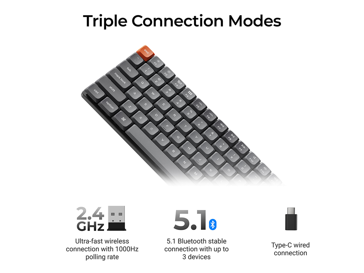 Keychron K3 Max Wireless Mechanical Keyboard (RGB Backlight/Blue Switches)