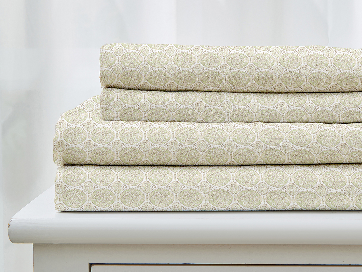3-Piece Floral Print Microfiber Sheet Set (Grove Green/Twin)
