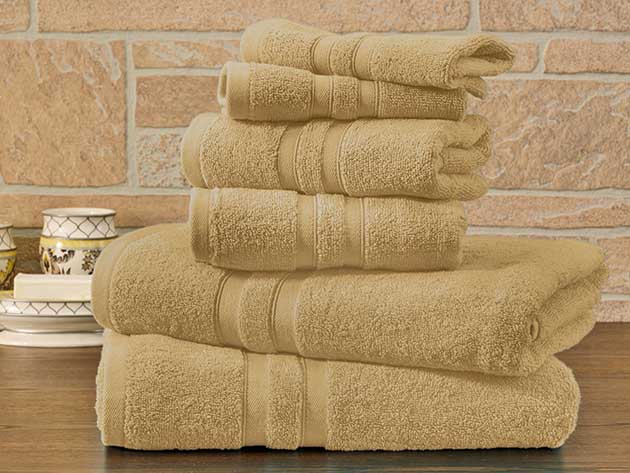 6-Piece Bibb Home 100% Egyptian Cotton Towel Set (Linen)