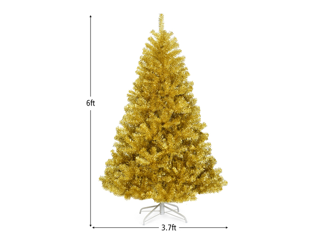 6 Foot Artificial Hinged Christmas Tree w/1036 Tips & Foldable Stand Champagne