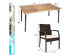 Costway 5 Piece Patio Rattan Dining Set Armrest Chair Wood Table Top Umbrella Hole - Brown