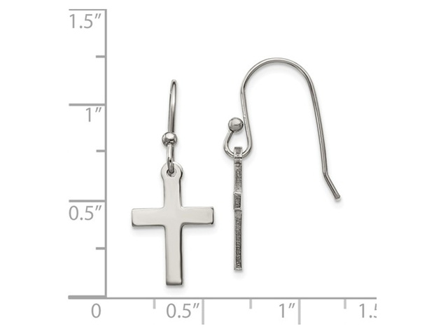 Stainless Steel Polished Cross Earrings