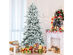 7 Foot Premium Snow Flocked Slim Artificial Christmas Fir Tree w/ Pine Cones 