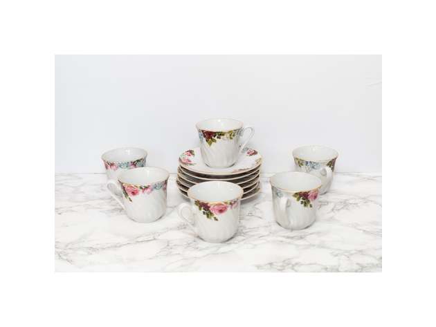 Limited Edition: Vintage Bloom Cups & Saucers Set  - English Garden