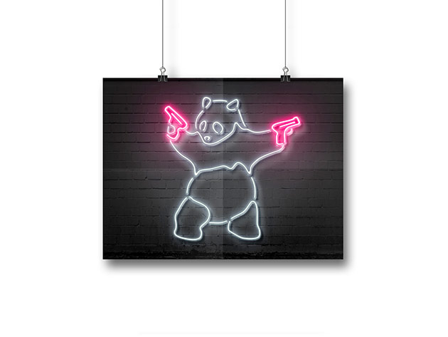 Octavian Mielu Neon Illusion Wall Art (Panda 16x12)