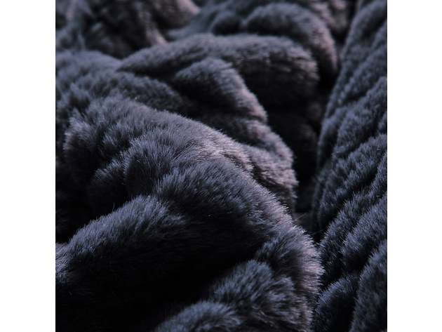 Etched Faux Fur Berber Throw Midnight