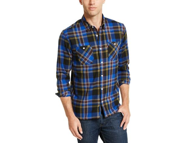 Levi's Men's Dual Pocket Plaid Flannel Shirt Blue Size XX Large