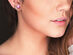 Pink Topaz Heart Stud Earrings in 18K White Gold Plating