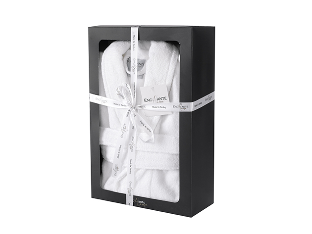 Enchante Luxury Turkish Cotton Boxed Bathrobe (White)