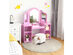 Costway Vanity Table Set Makeup Dressing Kids Girls Study Table Tri Folding Mirror  WhitePink - Pink