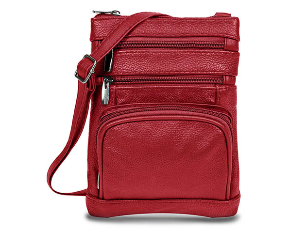 Krediz Leather Crossbody Bag for Women (X-Large/Red)