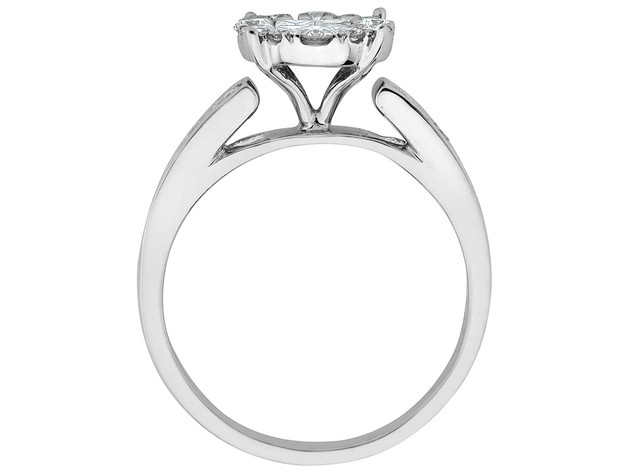 Diamond Engagement Ring & Wedding Band Set 1.40 Carat (ctw) in 14K White Gold (3.0 Carat Look) - 8.5