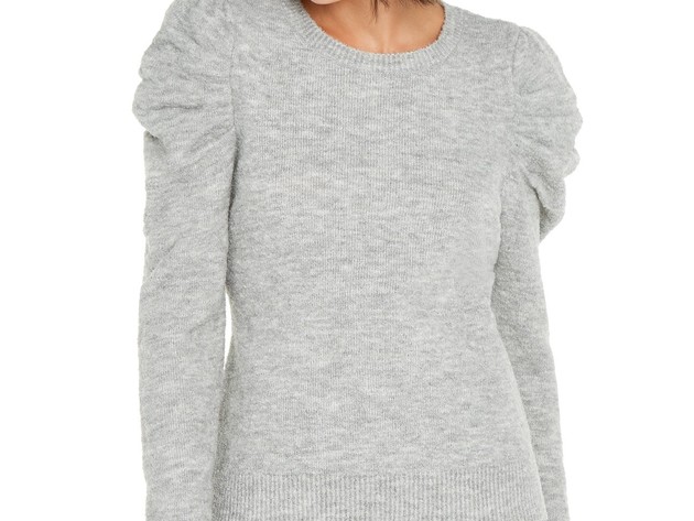 INC International Concepts Women's Puff-Sleeve Sweater Gray Size Large