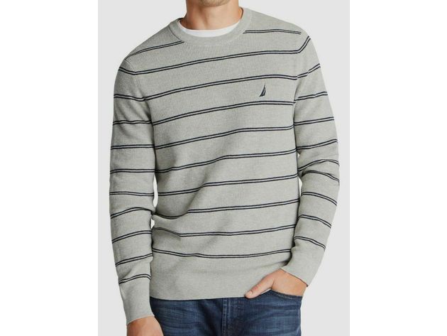 Nautica Men's Navtech Crewneck Striped Sweater Gray Size XX Large