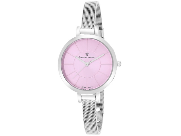 Christian Van Sant Women's Skinny Pink Dial Watch - CV6612