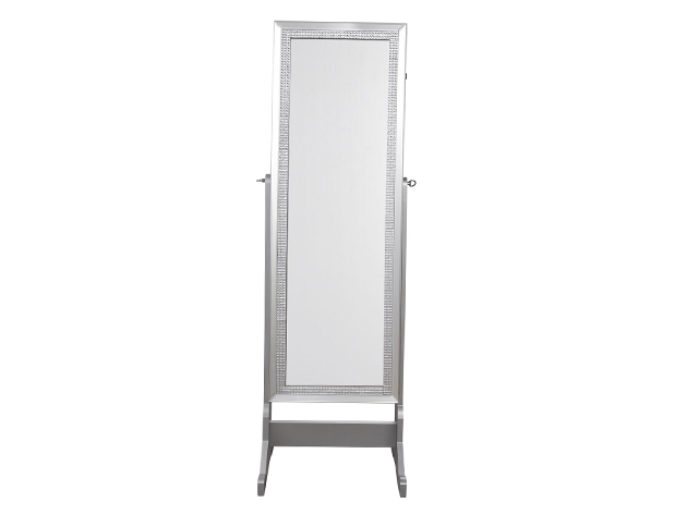 Sparkle Cheval Mirror Jewelry Armoire (Classic Silver)