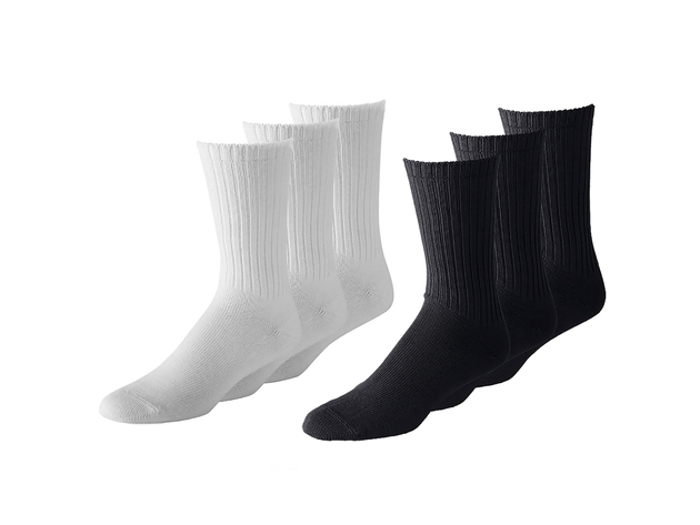 Unibasic Unisex Classic Crew Athletic Sports Cotton Socks  10 Pack - Black & White