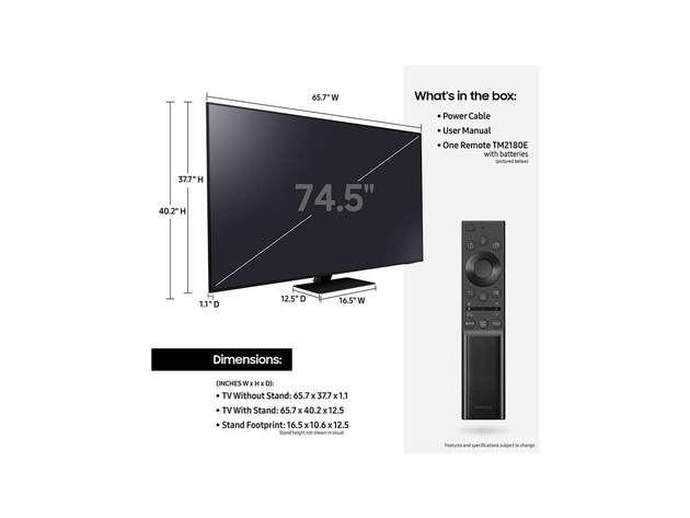 Samsung QN75QN85A 75 inch QN85A Neo QLED 4K Smart TV
