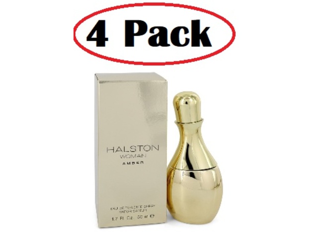 4 Pack of Halston Woman Amber by Halston Eau De Toilette Spray 1.7 oz