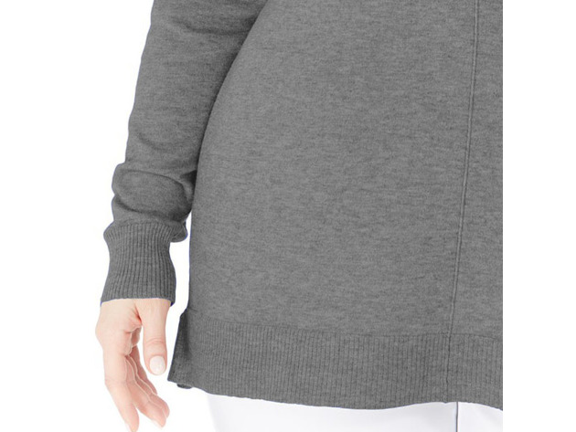 Karen Scott Women's Plus Size Scoop-Neck Seamed Sweater Gray Size Extra Large