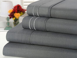 4-Piece Bamboo-Blend Comfort Luxury Sheet Set (Gray/Queen)
