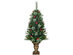 4 Foot Snowy Christmas Entrance Tree w/ Pine Cones Red Berries & Glitter Branches