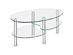 Costway Tempered Glass Oval Side Coffee Table Shelf Chrome Base Living Room Clear - Clear