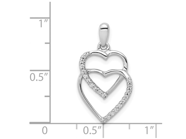 1/10 Carat (ctw) Diamond Heart Pendant Necklace in 14K White Gold with Chain