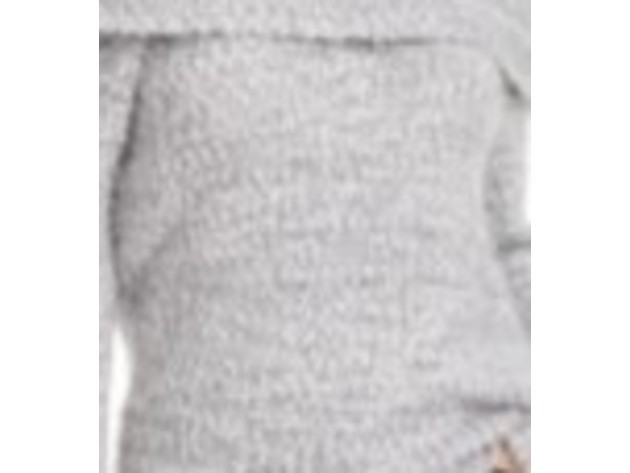 Freshman Juniors' Off-The-Shoulder Fuzzy Sweater Gray Size Large