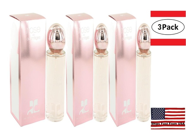 3 Pack Rose De Courreges by Courreges Eau De Parfum Spray (New Packaging) 3 oz for Women