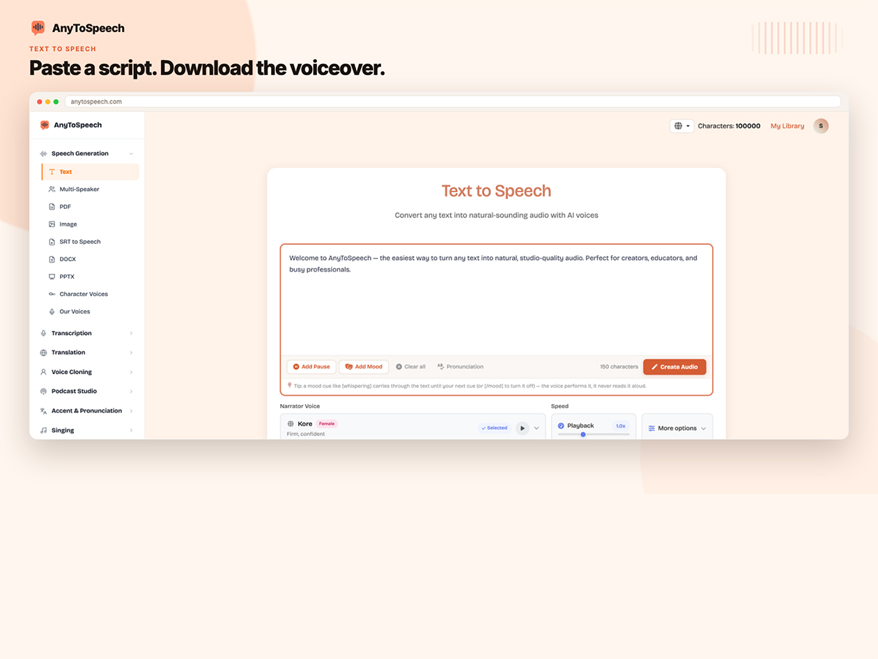 AnyToSpeech: Lifetime Subscription