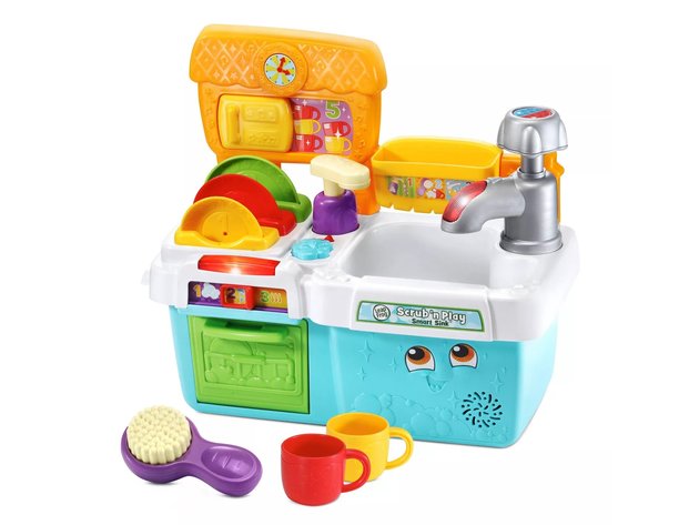 Leapfrog Scrub 'n Play Smart Sink Toy for Kids with Role-Play Clean-up Time, Match Size and Color, Multicolored (New Open Box)