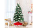 Costway 6ft Unlit Snowy Hinged Christmas Tree w/ 818 Mixed Tips & Red Berries - Green/White