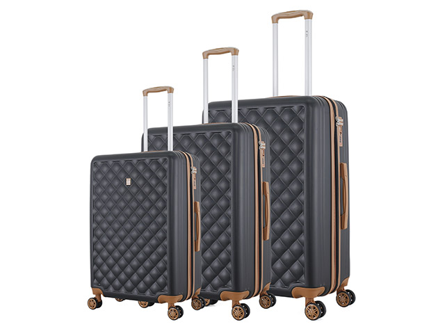 Luan Diamond 3-Piece Luggage Set (Black) | StackSocial