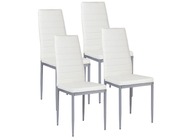 Costway Set of 4 PU Leather Dining Side Chairs Elegant Design Home Furniture White