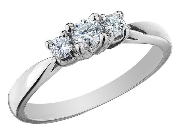 Diamond Three Stone Anniversary Ring 1/4 Carat (ctw) in 10K White Gold - 8