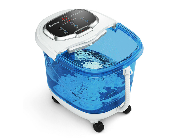 Costway Portable Foot Spa Bath Motorized Massager Electric Feet Salon Tub w/Shower Timer - Blue, White