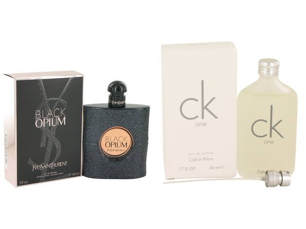 Gift set  Black Opium by Yves Saint Laurent Eau De Parfum Spray 3 oz And  CK ONE EDT Pour/Spray (Unisex) 1.7 oz
