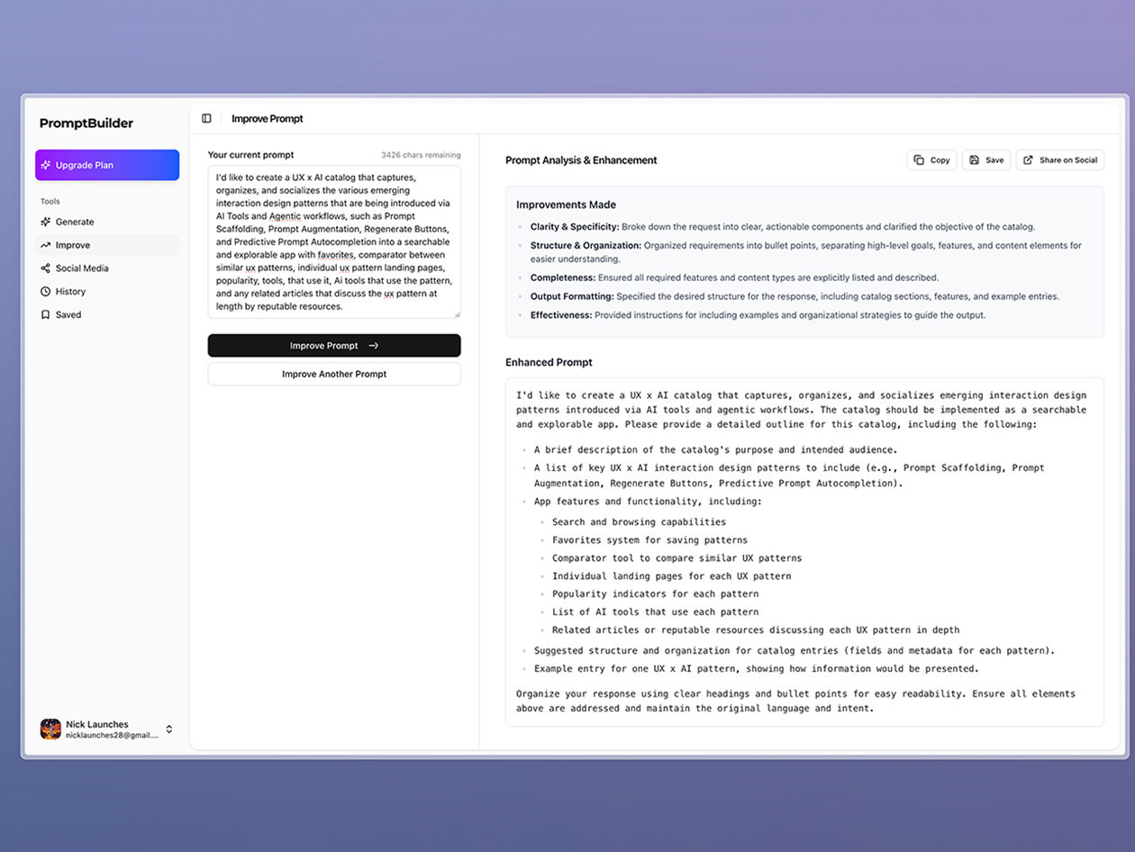 PromptBuilder - AI Prompt Engineer: Lifetime Subscription