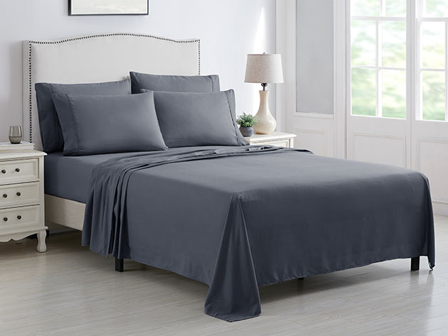 Kathy Ireland 6-Piece Brushed Microfiber Sheet Set (Dark Grey/Twin)