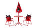 Costway Kids Patio Set Table And 2 Folding Chairs w/ Umbrella Beetle Outdoor Garden Yard Red