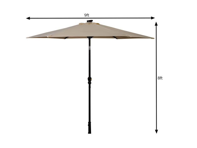 Costway 9ft Solar-Powered LED Patio Umbrella