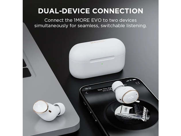 1MORE EVO True Wireless Active Noise Canceling Headphones (White)