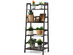 Costway 4-Tier Bamboo Ladder Shelf Plant Display Stand Rack Bookshelf - Dark Brown